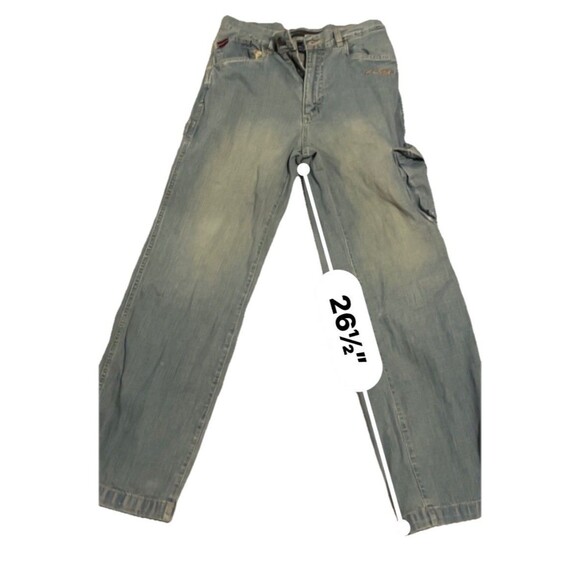 VTG Y2K FUBU The Collection Cargo Pants Blue Jean Denim Baggy Loose  Fit KIDS 16 - Picture 8 of 10